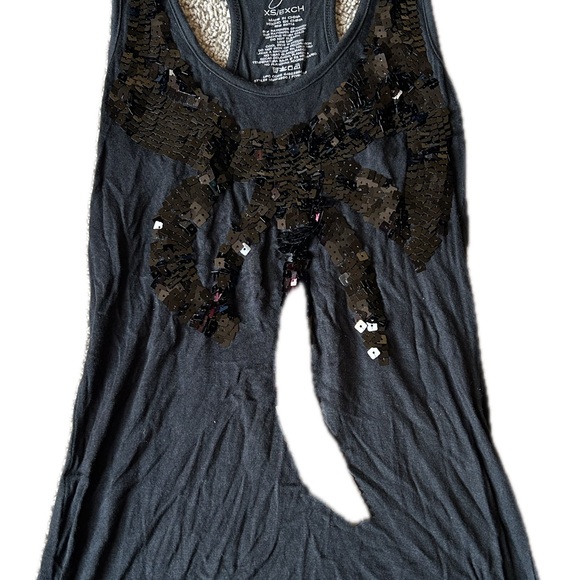 Miley Cyrus & Max Azria Black Sequin Tank Vintage Y2K - Picture 1 of 3